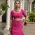 Hot pink color double shaded zari weaves jute linen silk saree