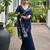 Navy blue color double shaded zari weaves jute linen silk saree