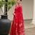 Red color double shaded zari weaves jute linen silk saree