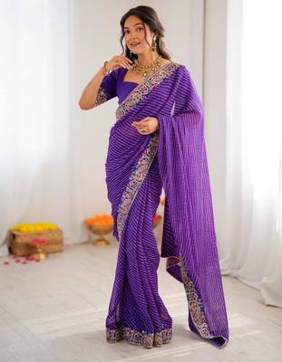 Purple georgette printed saree 2