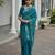Teal color double shaded zari weaves jute linen silk saree