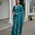 Teal color double shaded zari weaves jute linen silk saree
