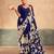 Navy blue satin printed saree