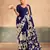 Navy blue satin printed saree