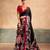 Black satin printed saree