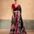Black satin printed saree