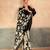 Black satin printed saree