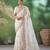 Cream silk blend embroidered saree