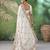 Cream silk blend embroidered saree