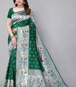 Green silk blend zari woven saree