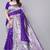Blue silk blend zari woven saree