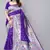 Blue silk blend zari woven saree