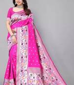 Magenta silk blend zari woven saree