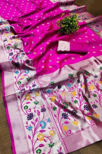 Magenta silk blend zari woven saree
