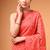 Red satin printed saree