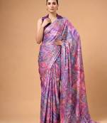 Multicolor satin printed saree
