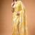 Yellow satin printed saree