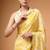 Yellow satin printed saree