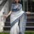 White cotton poly printed saree