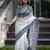 White cotton poly printed saree