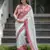 White cotton poly printed saree