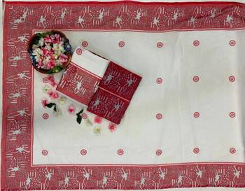 White cotton poly printed saree 4