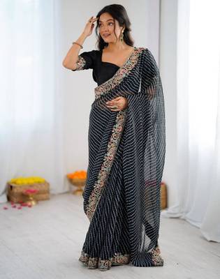 Black georgette printed saree 3