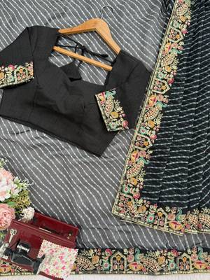 Black georgette printed saree 4