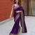 Purple silk blend embroidered saree