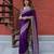 Purple silk blend embroidered saree