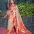 Beige silk blend zari woven saree