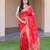 Red silk blend zari woven saree