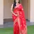 Red silk blend zari woven saree