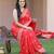 Red silk blend zari woven saree