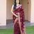 Wine silk blend zari woven saree