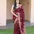 Wine silk blend zari woven saree