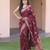 Wine silk blend zari woven saree