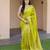 Parrot green silk blend zari woven saree