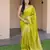 Parrot green silk blend zari woven saree