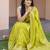 Parrot green silk blend zari woven saree