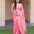 Baby pink silk blend zari woven saree