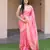Baby pink silk blend zari woven saree