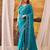 Teal crepe printed saree