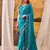 Teal crepe printed saree