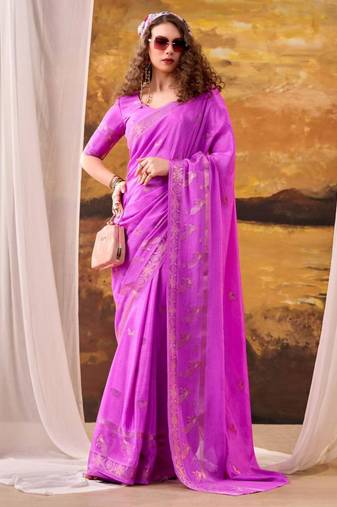 Magenta crepe printed saree