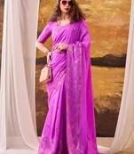 Magenta crepe printed saree