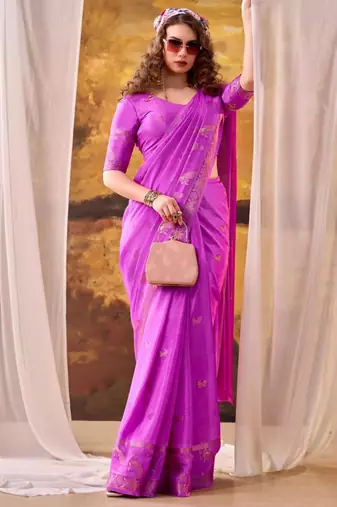 Magenta crepe printed saree