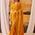 Yellow crepe printed saree
