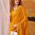 Yellow crepe printed saree