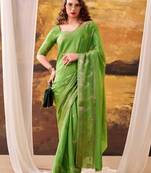 Parrot green crepe printed